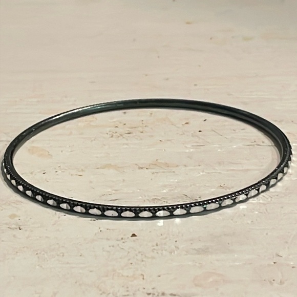 8” mixed metal silver tone w/raised embellishments stackable bangle bracelet - Picture 1 of 10